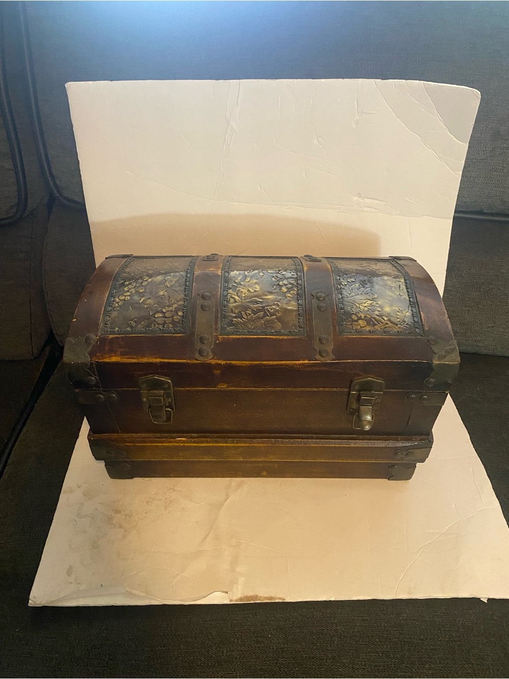 Brown Embossed Decorative Treasure Chest